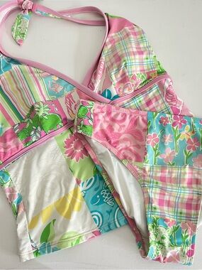 Lilly Pulitzer vintage tankini suit patchwork 
Size 6